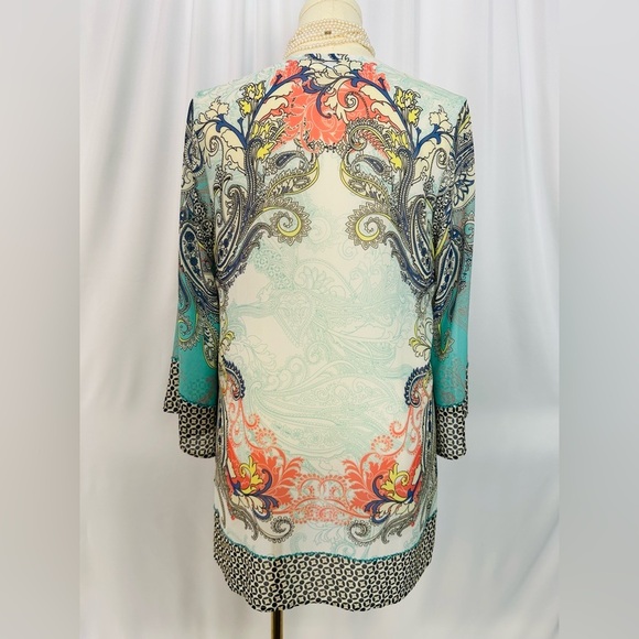 Soft Surroundings Colorful Paisley Open Front Cardigan (755) - Picture 2 of 13